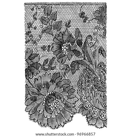 French Black Lace - Vintage Engraved Illustration - &Quot;Decor ...