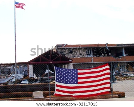 Joplin High School in aftermath of Joplin Missouri Tornado