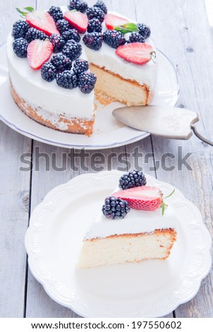 Delicious cake with berry