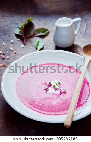 Creamy Beetroot soup with sour cream