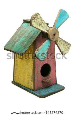 Wooden Bird House Isolated on White Background.