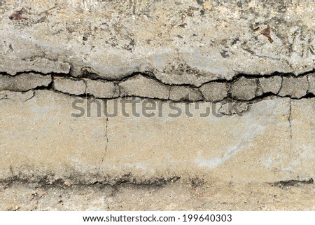 Composition of cracked concrete texture closeup background.