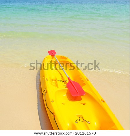 Yellow kayaks on the tropical beach, koh samed island, Thailand