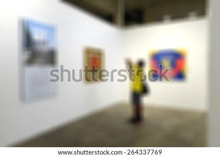 Art gallery generic background. Intentionally blurred editing post production.