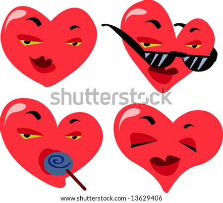 vector heart emotions set