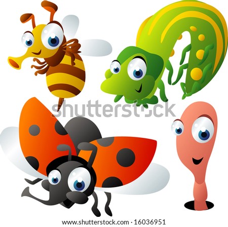 cute caterpillar cartoon. set 47: bee, caterpillar,