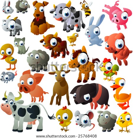 Farm Animal Coloring on Extra Big Set Of Farm Animals Stock Vector 25768408   Shutterstock