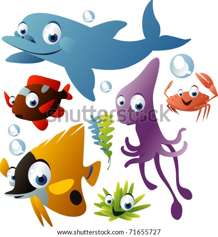 Vector Sea Animals - 71655727 : Shutterstock