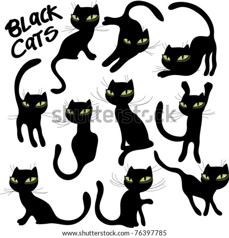 Vector Black Cats - 76397785 : Shutterstock