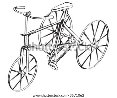  Fashioned   Kids on Old Fashion Bicycle Stock Vector 3571062   Shutterstock