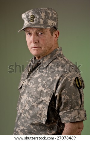Older Man dressed as an Army warrant Officer