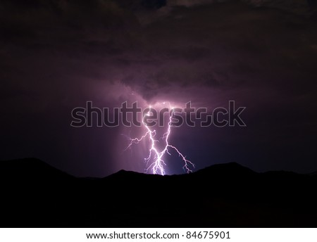 Lightning strikes in the mountains surrounding the Anza-Borrego Desert.