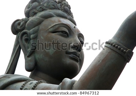 Bronze face and arm of a buddhist statue