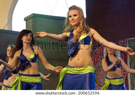 WARSAW, POLAND, May 30: Unidentified oriental dancers on the stage on Orientalny Koktajl- Oriental Coctail Festivale on May 30, 2014 in Warsaw, Poland.