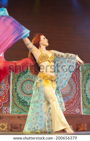 WARSAW, POLAND, May 30: Unidentified oriental dancer on the stage on Orientalny Koktajl- Oriental Coctail Festivale on May 30, 2014 in Warsaw, Poland.