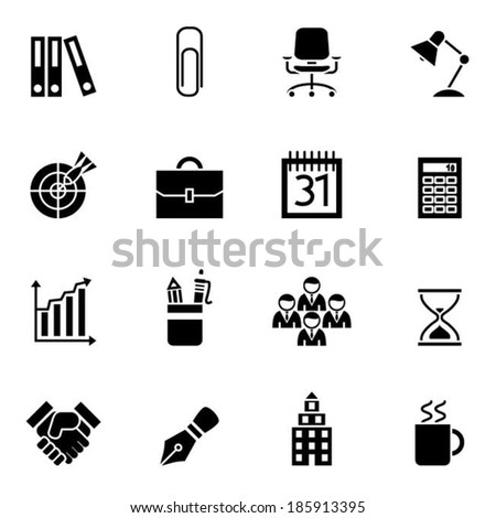 Black Business Set Icon Stock Vector Illustration 185913395 : Shutterstock