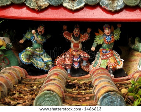 Happy Chinese Gods on Roof