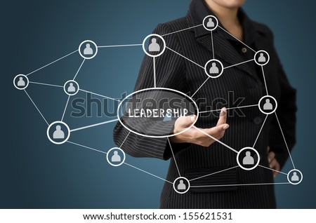 Business Woman Present Leadership Connection Diagram Concept