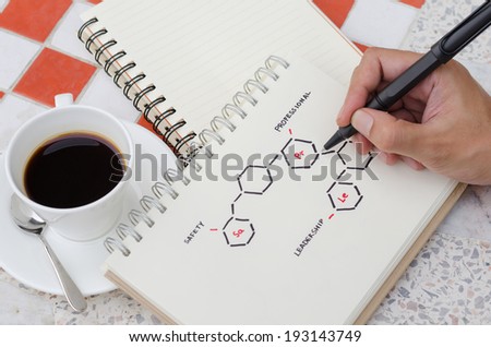 A Cup of Coffee and Organization Concept Idea Sketch with Hand drawing