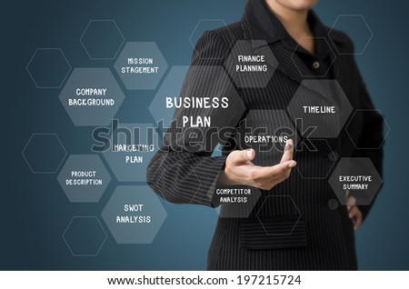 Business Woman Present Business Plan Relation Graph Concept
