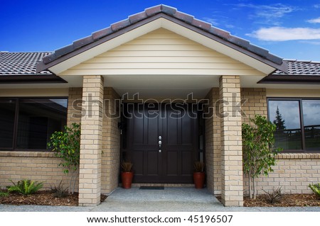 A modern house entranceway and front door