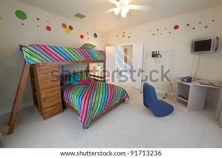 A Bedroom with a Bunk Bed, Interior Shot of a Home