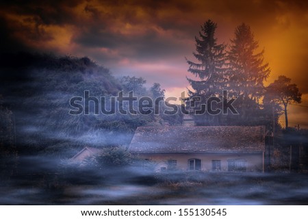Spooky house in the forest