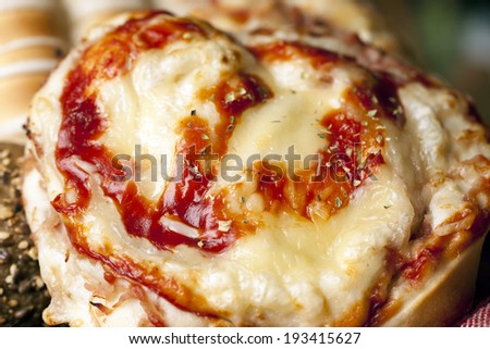 Pizza roll filled with ham,bacon,ketchup