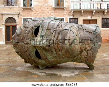 Giant head sculpture in Venice, Italy