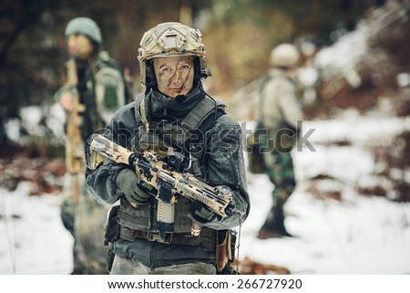 young woman soldier member of ranger squad