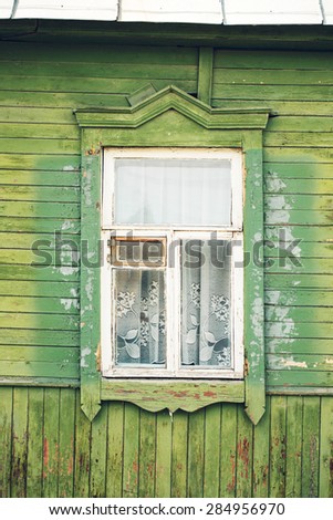 vintage window and old stone wall textured  wallpaper background