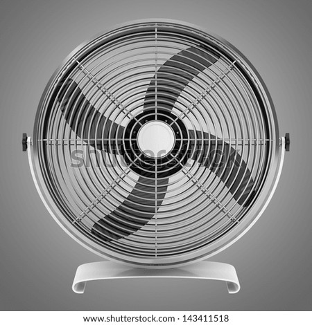 modern electric metallic fan isolated on gray background