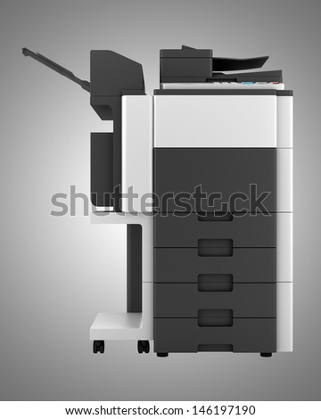 modern office multifunction printer isolated on gray background