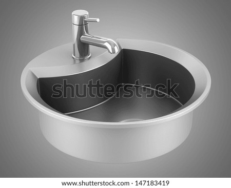 modern metal sink isolated on gray background
