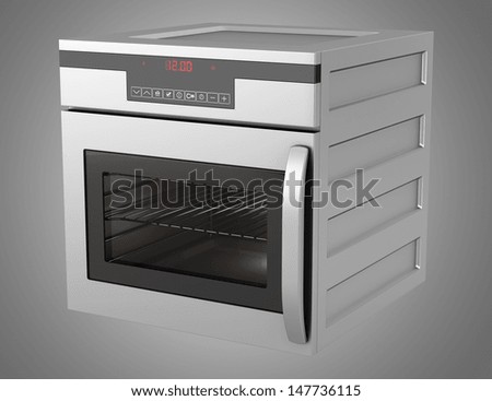 modern built-in oven isolated on gray background