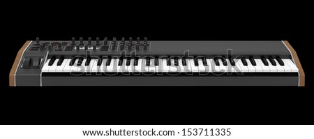 black synthesizer isolated on black background