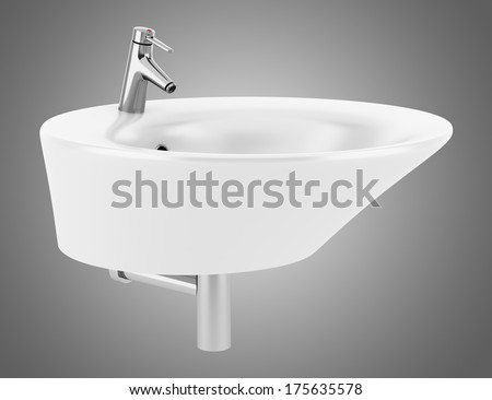 ceramic bathroom sink isolated on gray background