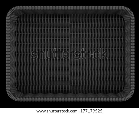 top view of empty black bread basket isolated on black background