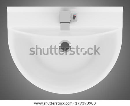 top view of ceramic bathroom sink isolated on gray background