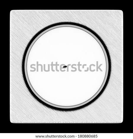 top view of metallic candlestick with candle isolated on black background