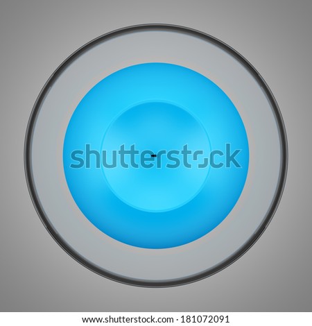 top view of glass candlestick with blue candle isolated on gray background