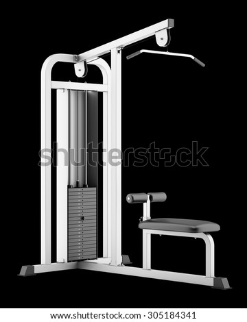 gym pull-down machine isolated on black background