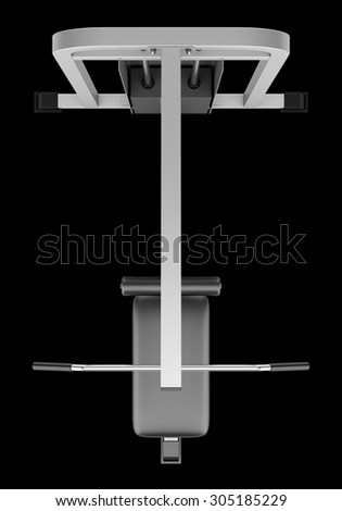 top view of gym pull-down machine isolated on black background