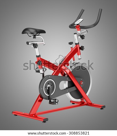 stationary exercise bike isolated on gray background