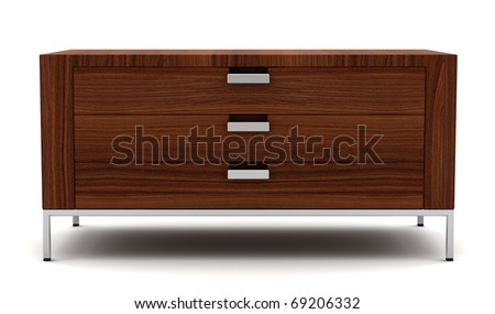 Wooden Chest Of Drawers Isolated On White Background Stock Photo 