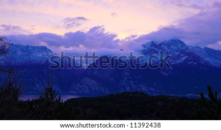 dusk mountain sundown clouds landscape nature