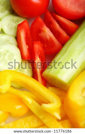 fresh vegetables color background detail food vitamin tomato cucumber pepper