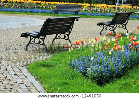 garden still-life relax seat bench flower