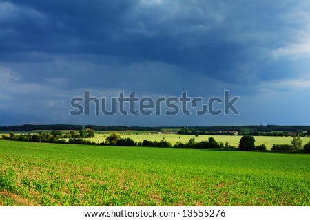 field nature landscape storm sky