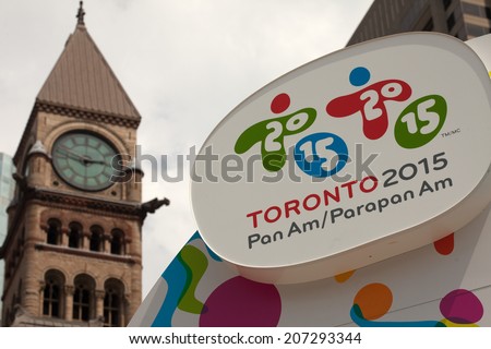 TORONTO - JULY 26, the 2015 Pan Am and Parapan Am Games display at Nathan Phillips Square , July 26, 2014  in Toronto, Canada.